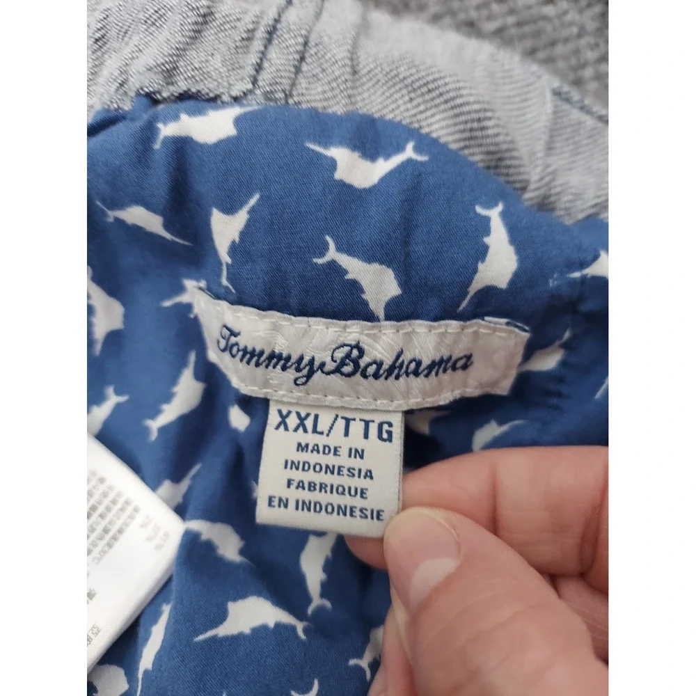 TOMMY BAHAMA Linen Pants Mens 2XL Blue Linen Cotton Stretch Drawstring Beach